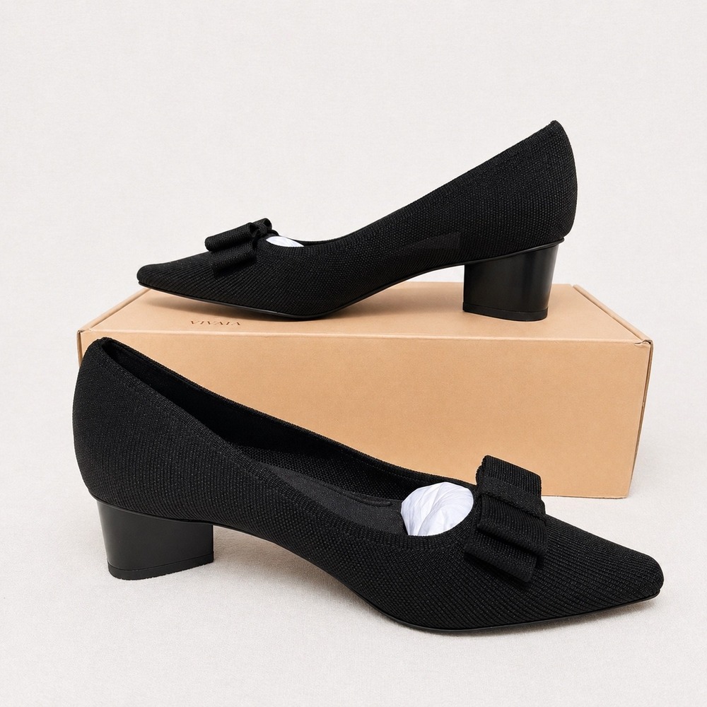 VIVAIA Pointed-Toe Bow Heels Black | EU 40 / US 9 Elegant Knit - Picture 8 of 11